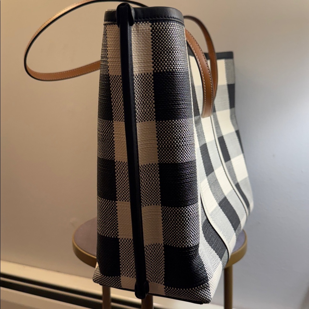 Tory Burch Perry Gingham Triple-Compartment Tote - Picture 7 of 9